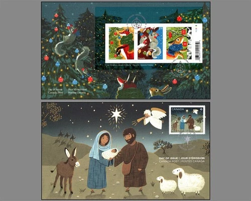Canada FDC - 2025 - Christmas 2025 Tinsel Tales Souvenir Sheet & Nativity Single