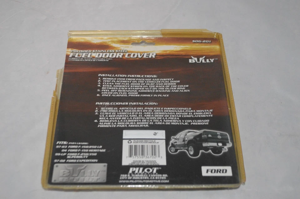 Cubierta de puerta de combustible de gas de acero inoxidable pulido Bully SDG-201 para Ford Foto 2 de 2