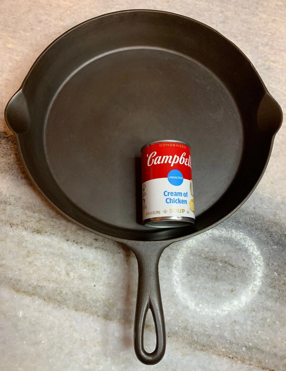 FLAT EXTRA LARGE 13" Antique Cast Iron Skillet Pan Favorite Piqua Ware Ohio FLAT