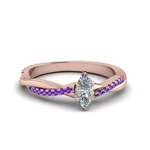 Christmas Gift Rose Gold Plated Purple Color Amethyst Ring for Women US 9 G - Zdjęcie 1 z 5