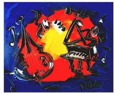 JAZZ MUSIC  Mark Kazav Original Oil Painting Wall  POP ART UNIQUE STYLE RBeff