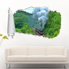 Royal Duchy Train 3D Torn Hole Ripped Wall Sticker Decal Decor Art Mural WT68