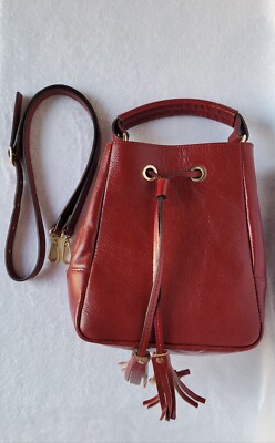 Divina Firenze Giada Genuine Leather Crossbody Bucket Bag Purse, Made in Italy