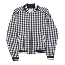 Merona Checked Bomber Jacket - Medium Navy Cotton