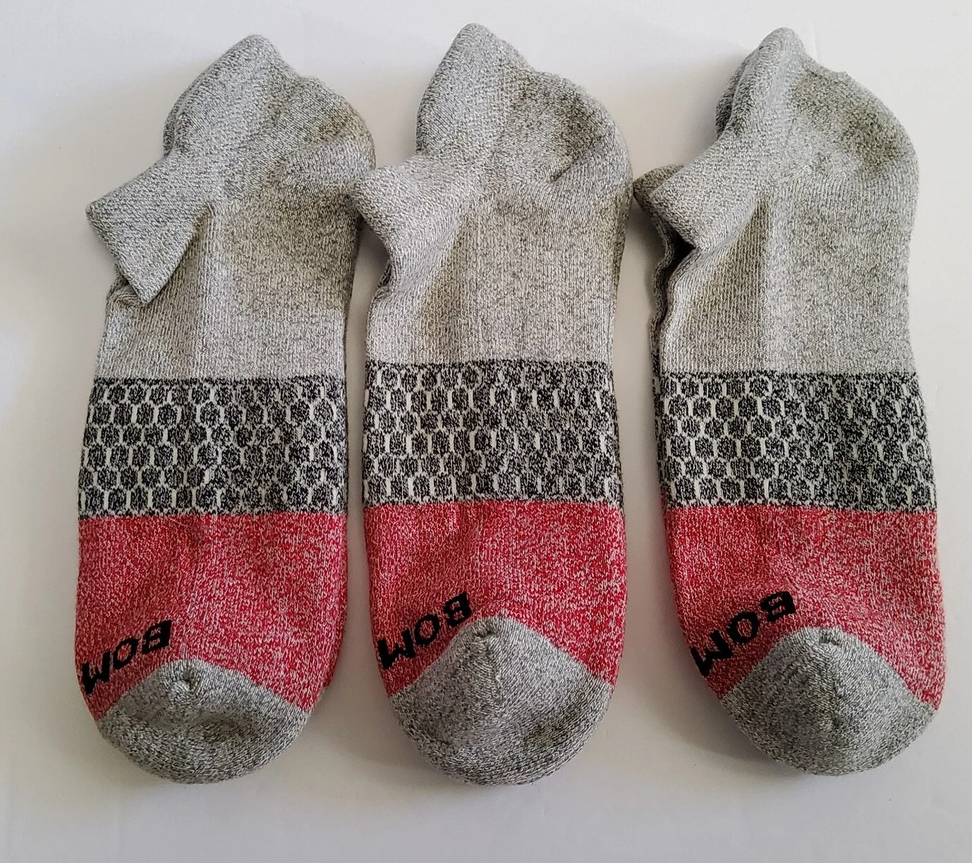 Bombas Tri-Block Marled Ankle Socks Lot Of 3 Size L