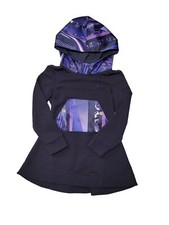 NWT NEW Young Versace girl black Hoodie dress with logo and print Hood pocket 6y