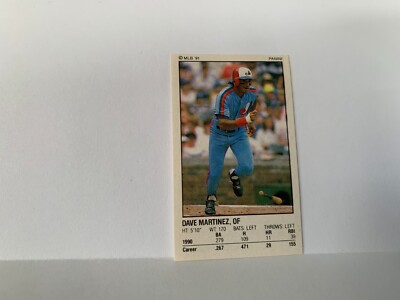 Panini Baseball MLB 1991 Sticker Aufkleber Dave Martinez 3,8x6,4cm NEU