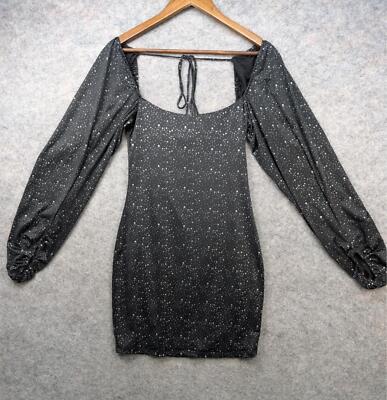 Lucy In The Sky Dress Womens Large Black Sparkle Shantelle Mini Bodycon  Party | eBay