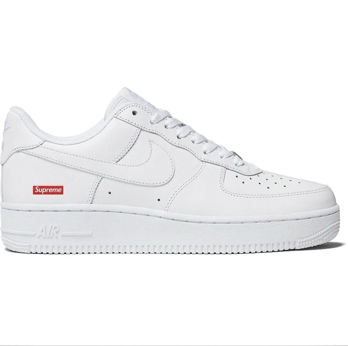Taille 9,5   Nike Air Force 1 x logo boîte basse suprême   Blanc