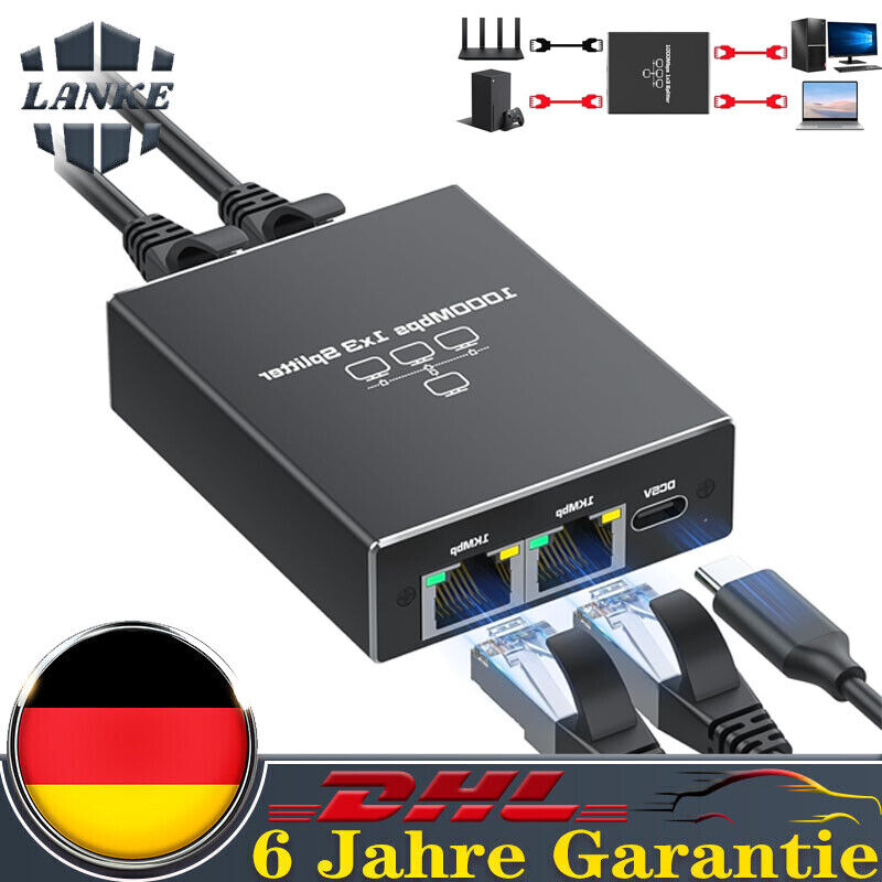 Neu Ethernet Splitter Adapter RJ45 Kabel LAN Netzwerk Internet 1 IN 3 Ausgang