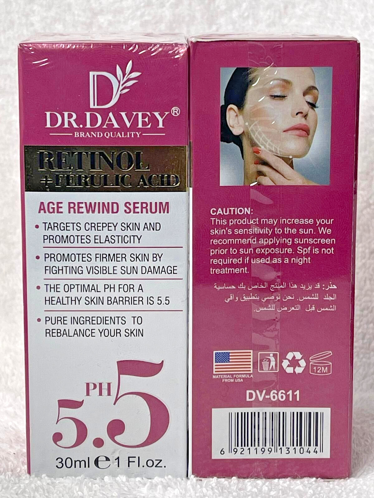 Sérum rétinol DR DAVEY rituel de nuit anti-âge pour peau éclatante et lisse