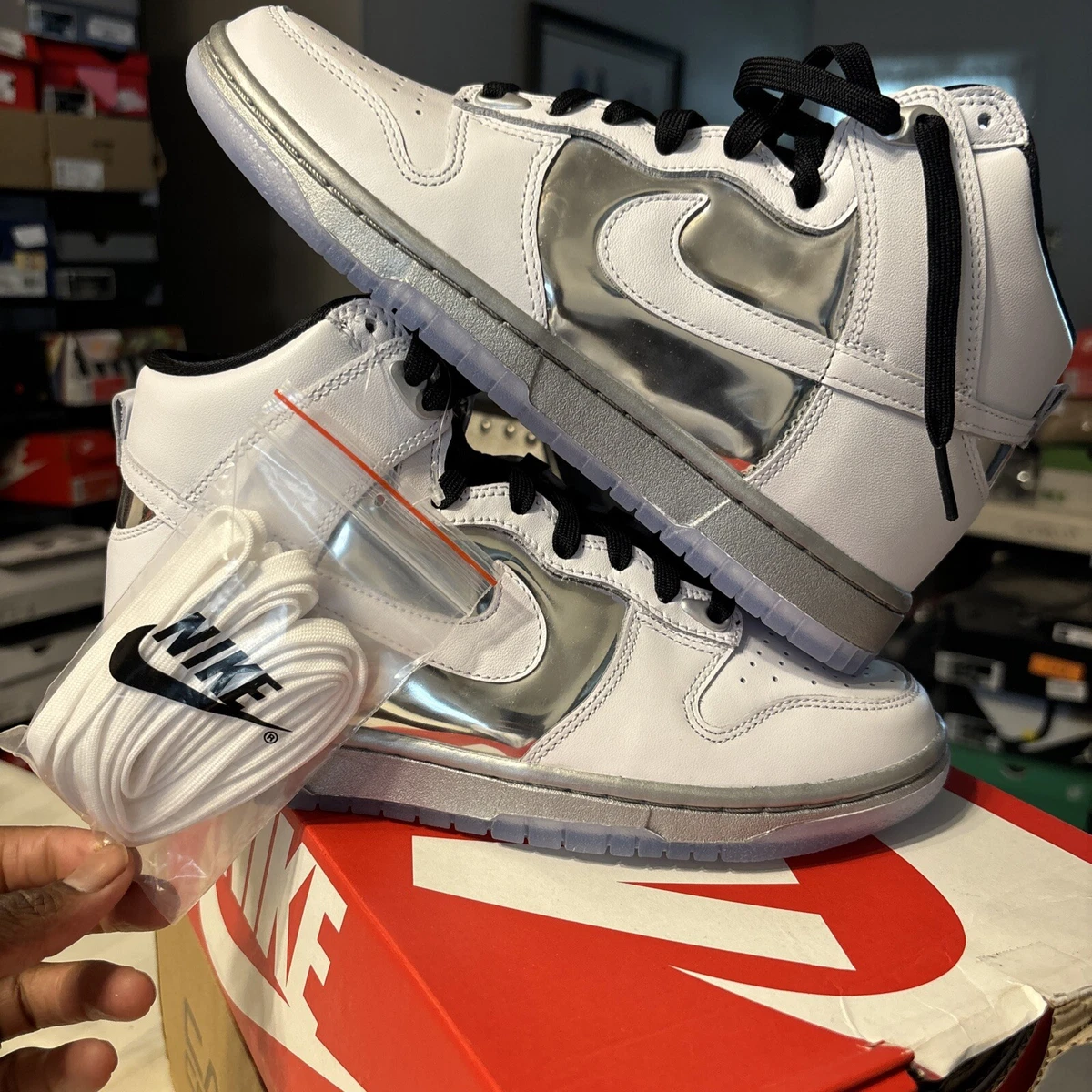 Nike Dunk High シルバー/ホワイト Nike Dunk High Metallic Silver W for sale | eBay