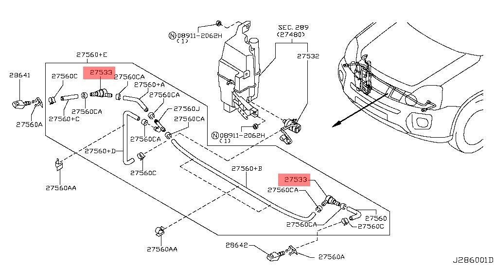 NISSAN GENUINE X-Trail Terrano VALVE-CHECK CLEANER PUMP 28628