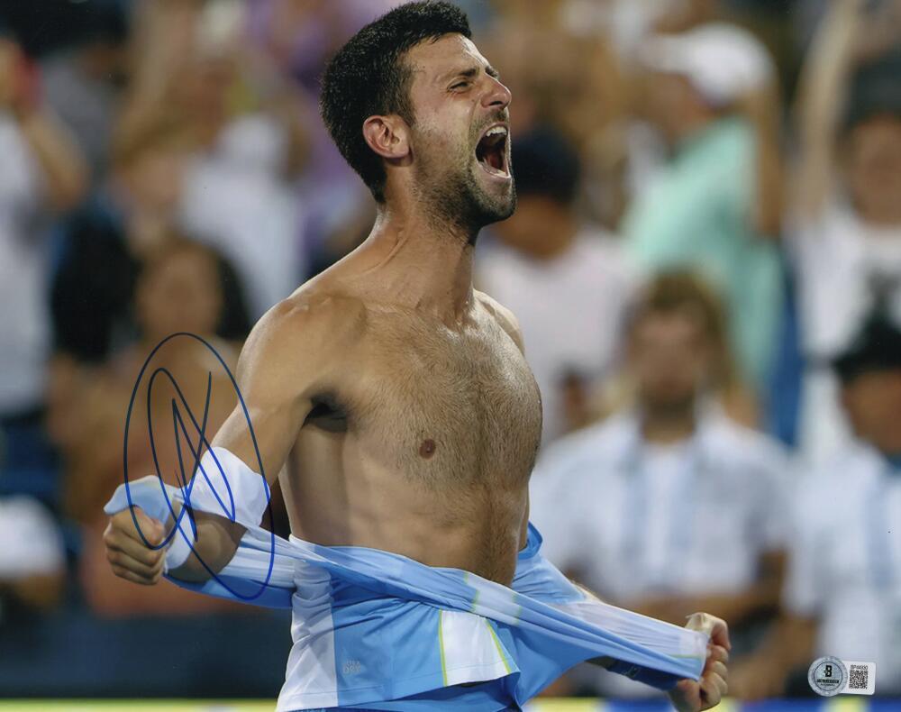 Novak Djokovic Signed Autograph 11x14 Photo - Shirtless Tennis