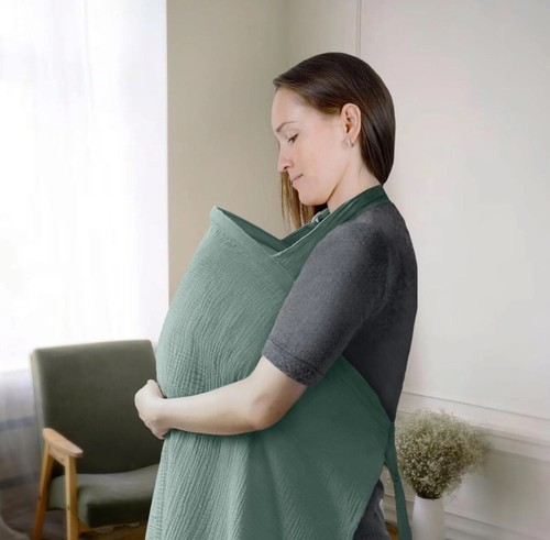 Cotton Nursing Cover – Soft Breathable Muslin with Adjustable Shoulder Strap - Picture 2 of 3