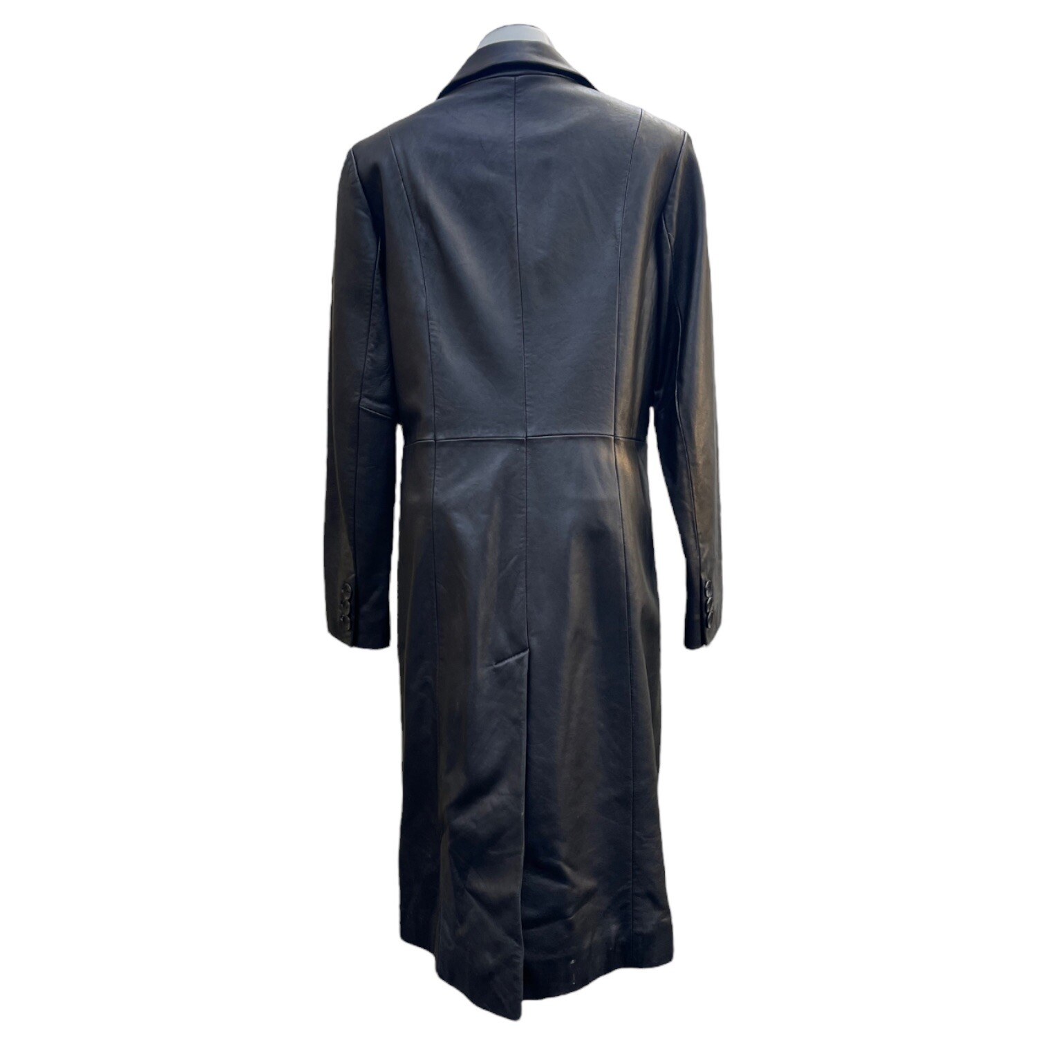 Vintage 90s Y2K KENNETH COLE Womens S Long Leather Trench Coat Button Classic image 6