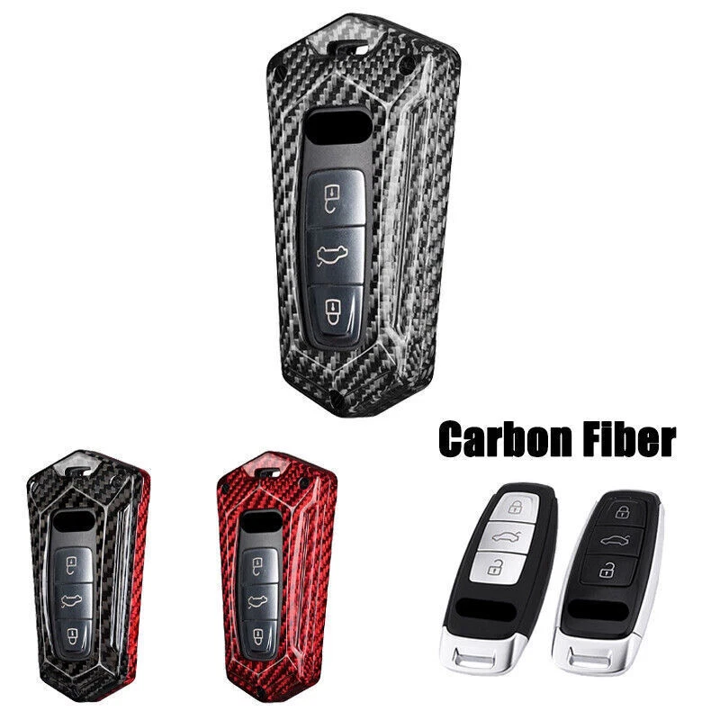 Funda Carcasa Llavero Coche Fibra Carbono Para Audi Q3 Q5 A7 A8 A6L A3 A4 A6 S8 Quattro Foto 3 de 4