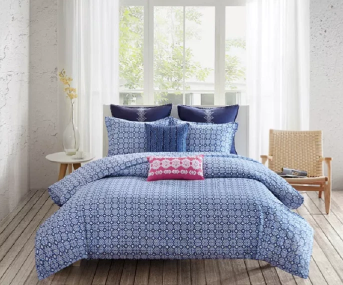 NUEVO Mini Juego de Edredón Doble Azul Shibori Reversible Diseño Echo Foto 2 de 2