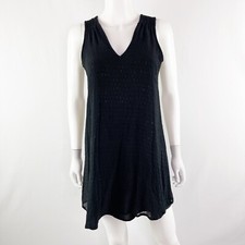 Madewell Black Tank Dress Size 0 Sleeveless Micro Clip Dot Silk Blend Minimalist