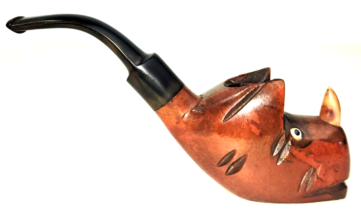 Estate Pipe Carved Rhino Italian Briar Italy Rhinoceros Tobacco Smoking