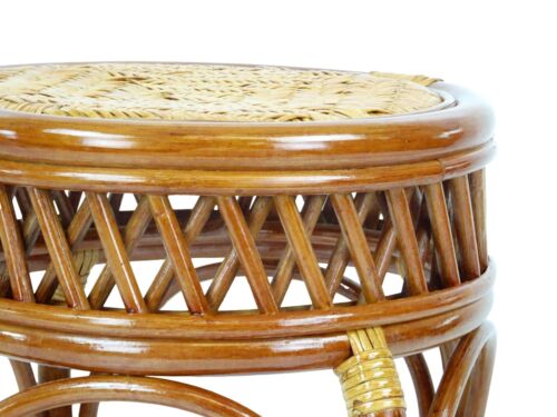 Ginger Handmade Rattan Wicker Stool Ottoman Plant Stand - Picture 6 of 30