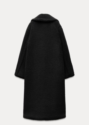 ZARA LONG FAUX SHEARLING COAT BLACK NEW FW24/25 SIZES XS-XXL REF