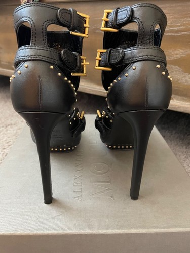 ALEXANDER McQUEEN BLACK STUDDED SCARPA PELLE CUOIO SIZE 8 1/2 $ 1,355 - Picture 8 of 11