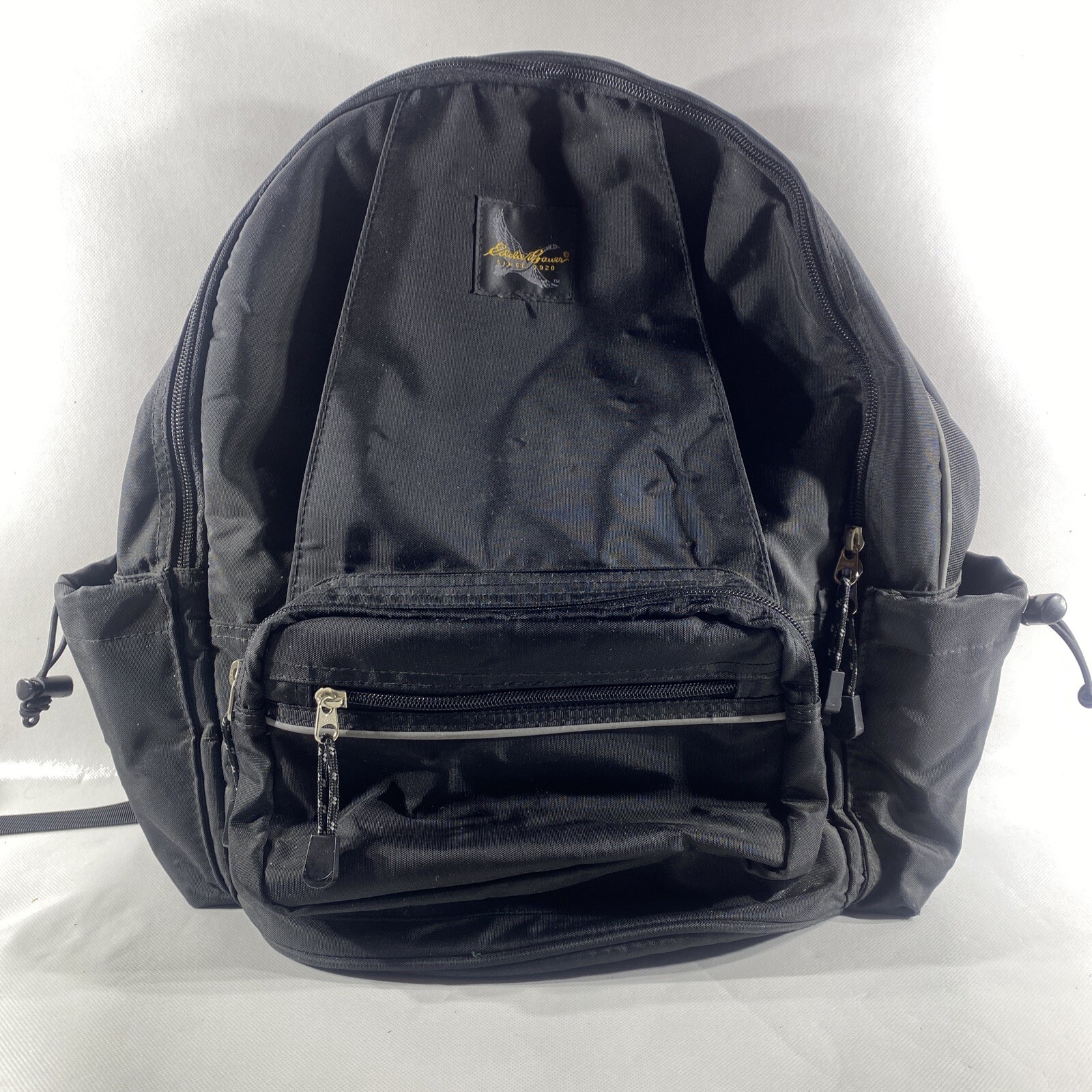 Vintage Eddie Bauer Backpack Black Nylon 6 Compartmen… Gem