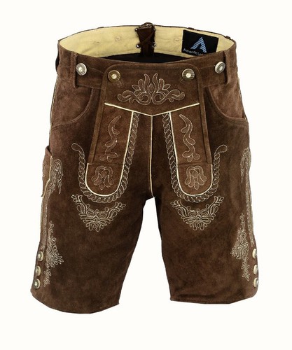 PANTALONES CORTOS DE CUERO OKTOBERFEST ANTIGUOS BÁVAROS HOMBRES CORTOS AUTÉNTICOS HOMBRES TRAJES - Imagen 4 de 6