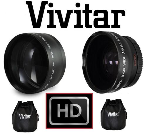 Hi-Definition Pro Wide Angle & 2.2x Telephoto Lens Set For Nikon 1 J5 AW1 - Afbeelding 1 van 14