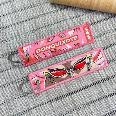 One Piece Doflamingo Keychain Embroidered Anime Keyring Flamingo Warlord