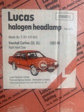 Vauxhall Carlton 82to 86 R/h Headlamp Headlight Nos Lucas