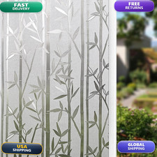 Finnez Frosted Bamboo Window Privacy Film Static Cling No-Glue Decorative Film