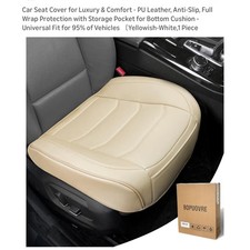 Universal Car Seat Cover PU Leather Anti Slip Full Wrap Protection Yellow Beige