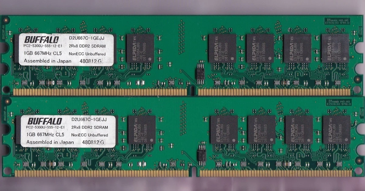 Buffalo DDR2 SDRAM Computer 1 GB Capacity per Module Memory (RAM