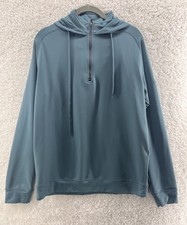 Swannies Men's Medium Vandyke Hoodie 1/4 Zip Golf Performance Hydro Teal Blue