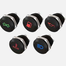 DBG 12V LED Panel Indicator Light, IP65, 16mm, Engraved Symbol, Waterproof