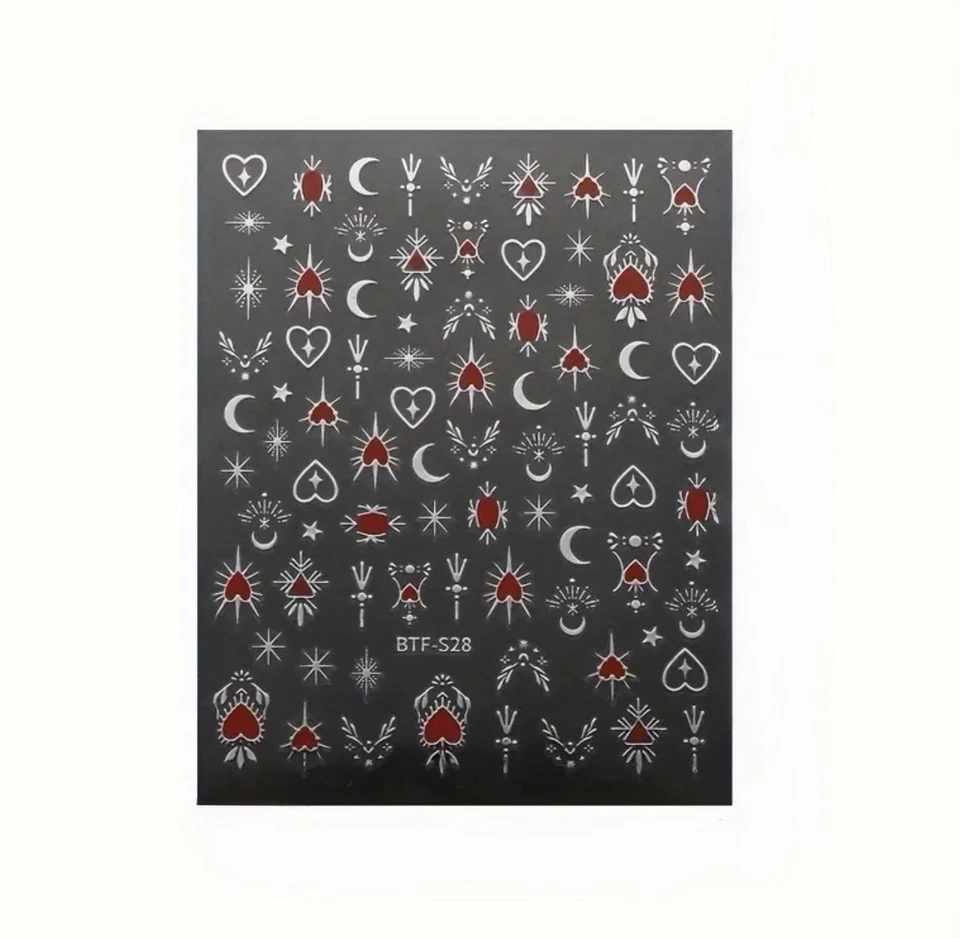 JCC Nail Art Mystic Hearts Moon Stars Decal Sticker 1x Sheet Random Colour