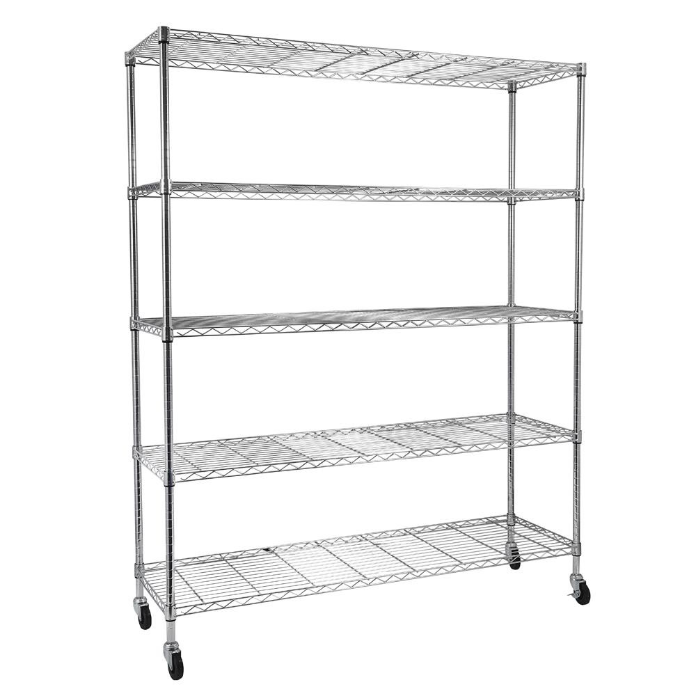 5 Tier Large Wire Shelving Unit Metal Shelf Storage Rack With 