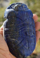 Large Lapis Lazuli Scarab Horus Eye Egyptian Beetle Carved 5.1" 580 grams