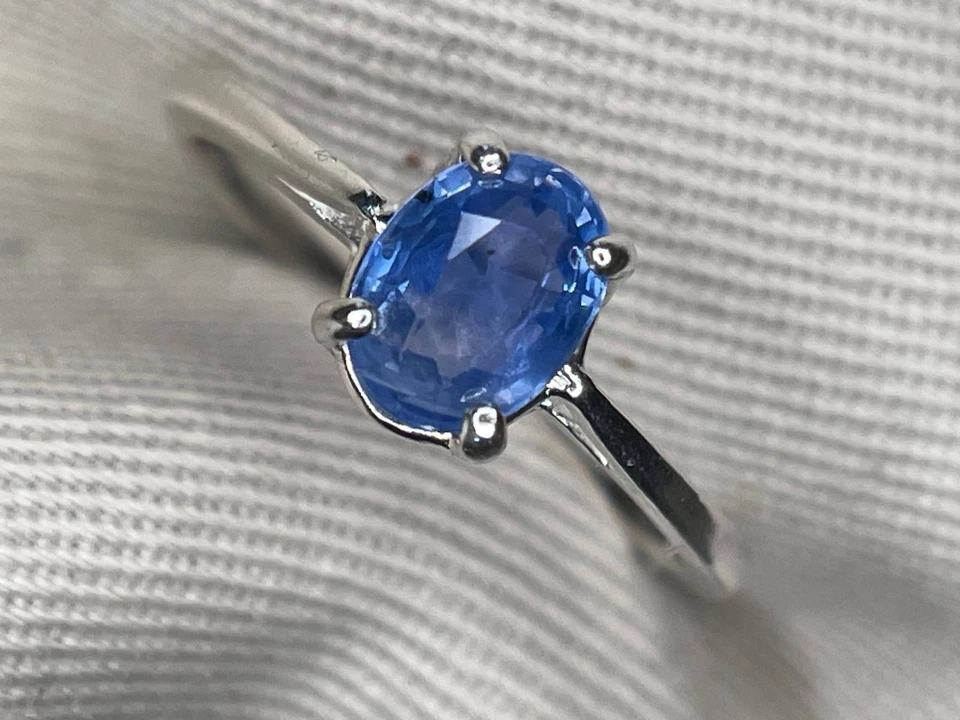 Anel de safira azul não aquecido com certificação GIA 1,23 quilates natural real não tratado U135 - Imagem 2 de 4