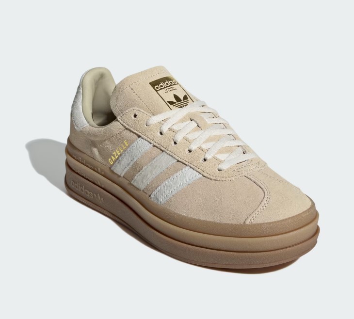 Adidas Women's Gazelle Bold IH4201 Stone Khaki / Cream White / Gold Metallic thumbnail 6