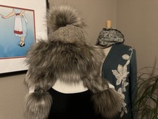 Village House Pom Pom Hand-Knit Beanie. Warm  2 Layers. Made In Poland. One Size