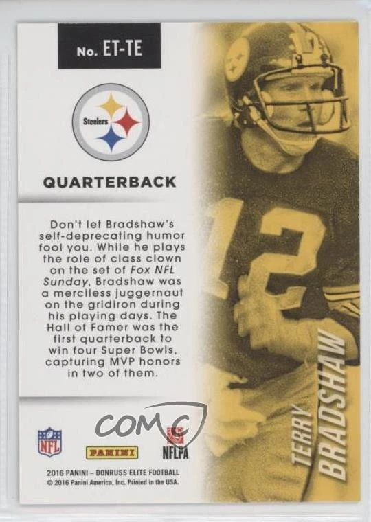 2016 Donruss Elite Etched in Time Green Terry Bradshaw #ET-TE HOF - Image 2 of 2