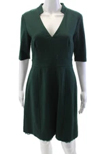 Trina Turk Womens 3/4 Sleeves V Neck A Line Dress Emerald Green Size 6