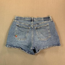 Abercrombie & Fitch 4" Mom Short Women 18 Blue Denim High Rise Cherry Embriodery