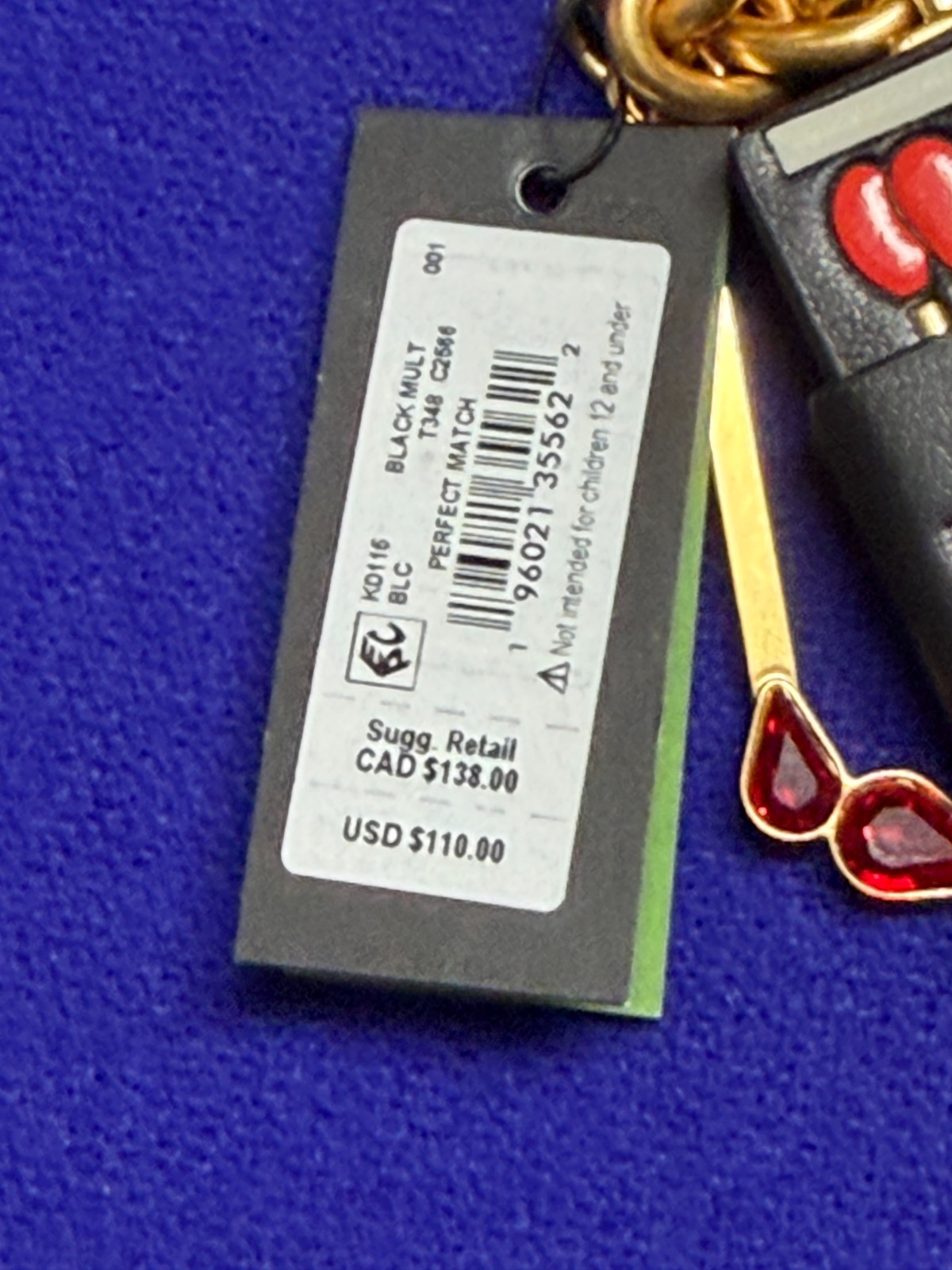 Kate Spade Perfect Match Matchbook Key Fob Bag Charm Black Multi NWT thumbnail 2