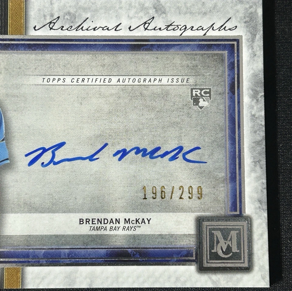 2020 Topps Museum Collection Archival Auto Brendan McKay /299 Tampa Bay Rays - Image 2 of 3