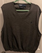 Polo Ralph Lauren Men's Charcoal Gray 100 Prima Cotton Sweater Vest Size XXL