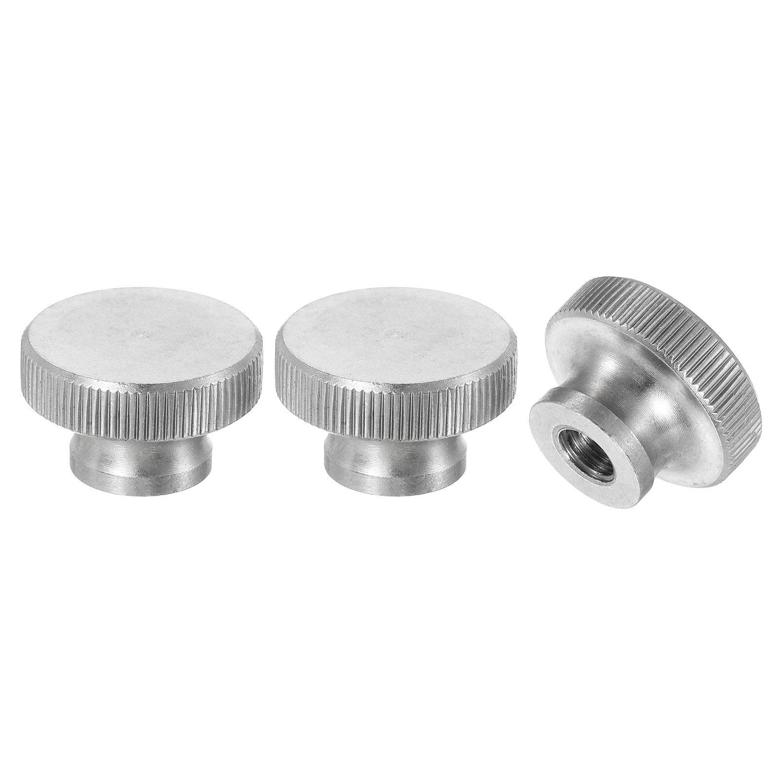 Knurled Thumb Nuts, 3Pcs M6 Stainless Steel Knobs Fasteners Blind Hole Silver